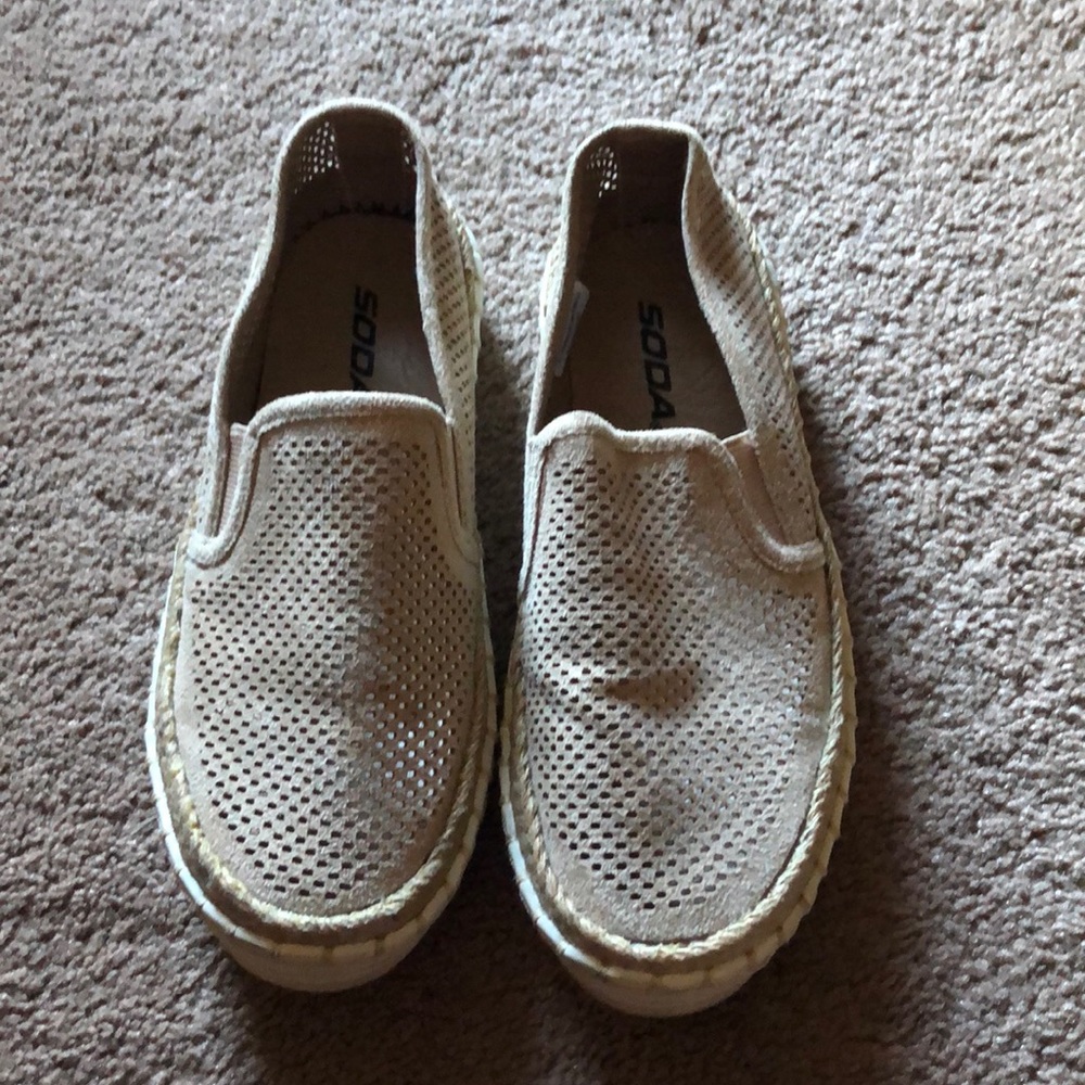 Boutique (Soda): Tan Slide on Sneakers - Picture 2 of 7